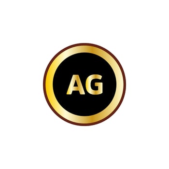 AG letter circle logo design with gold color vector