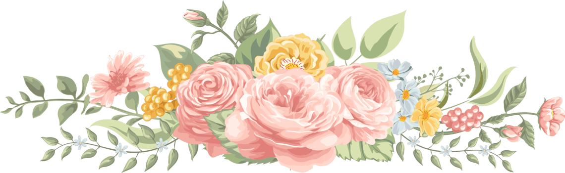 Rose Flower and botanical leaf digital painted png