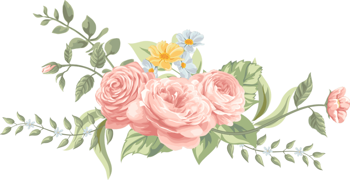 Rose Flower and botanical leaf digital painted png