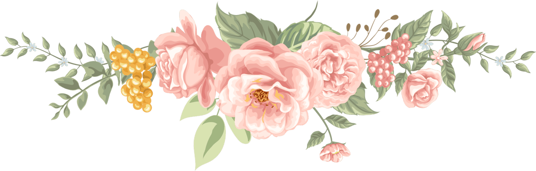 Rose Flower and botanical leaf digital painted png