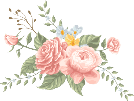 Rose Flower and botanical leaf digital painted png