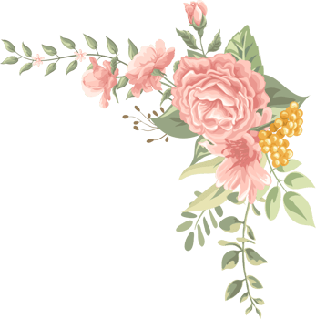 Rose Flower and botanical leaf digital painted png