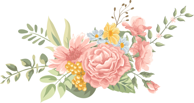 Rose Flower and botanical leaf digital painted png