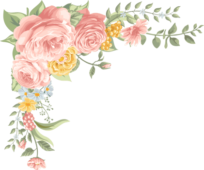 Rose Flower and botanical leaf digital painted png