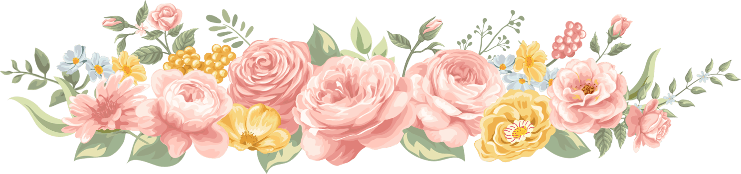 Rose Flower and botanical leaf digital painted png