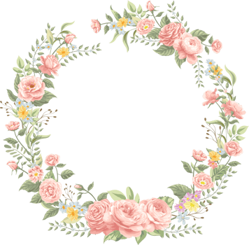 Rose Flower and botanical leaf digital painted png