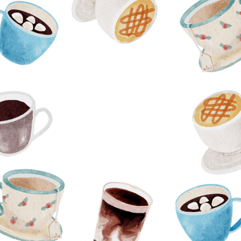 watercolor coffee and beverage square banner frame with copy space for text png