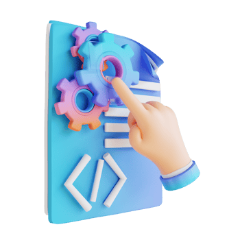 3D illustration hand and code setting png