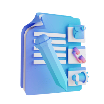 3D illustration documents, messages, calls and promotions png
