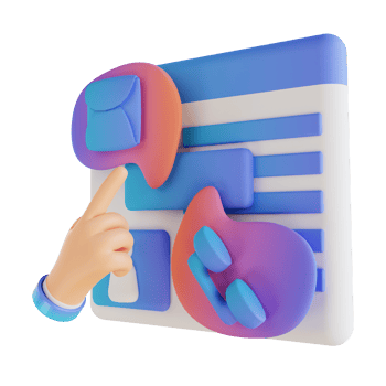 3D illustration hand and contact options png