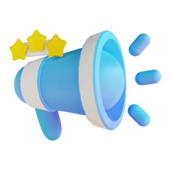 3D illustration megaphone and star png