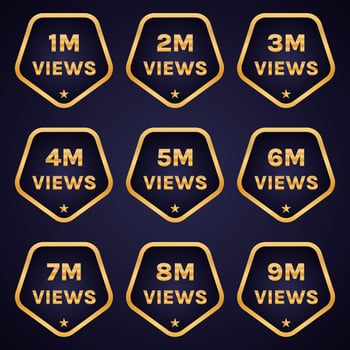golden color million views celebration  background design banner vector