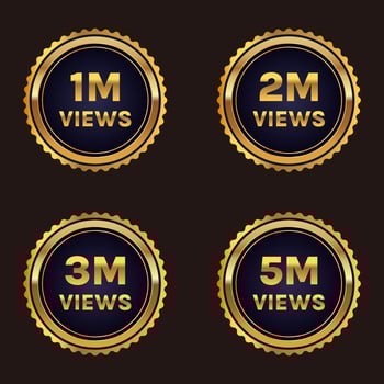 golden color million views celebration  background design banner vector