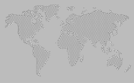 Hexagon shape of world map vector