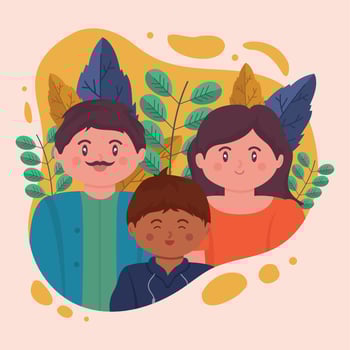 Interracial Family Adoption Concept vector