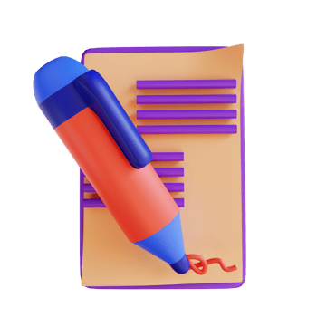 3D illustration contract for digital marketing png