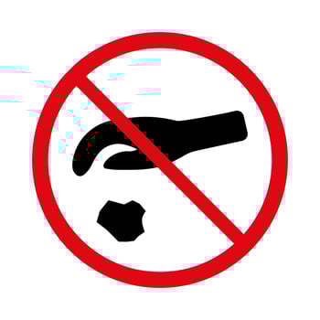 Throw trash ban vector sign isolated on white background