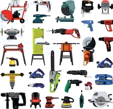 Set of Electric Tools vector