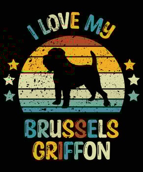 Funny Brussels Griffon Vintage Retro Sunset Silhouette Gifts Dog Lover Dog Owner Essential T-Shirt vector