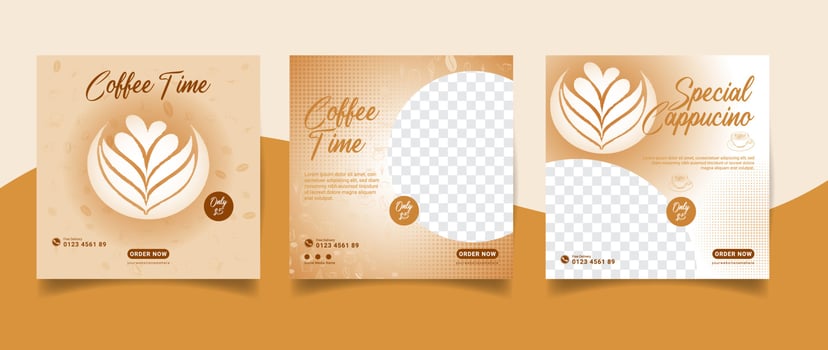 set coffee social media post template vector