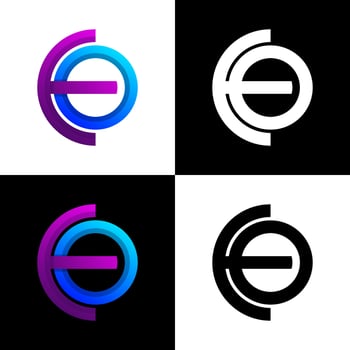 letter E and O gradient  logo design vector