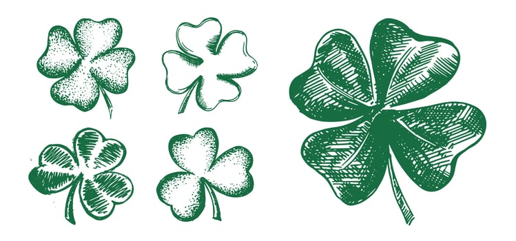 Clover set. Patrick's day. Hand drawn illustration. vector