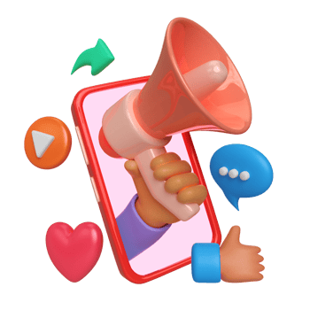 social media marketing 3d render png
