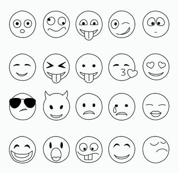 Collection of freehand drawing of facials expression. vector