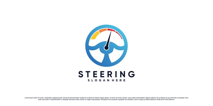 Car steering wheel and rpm icon logo vector illustration with creative concept Premium Vector