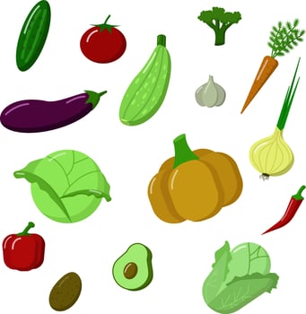 A set of vegetables. Juicy colorful and delicious. vegetarianism. Veganism. Healthy lifestyle. proper nutrition.cartoon vector illustration