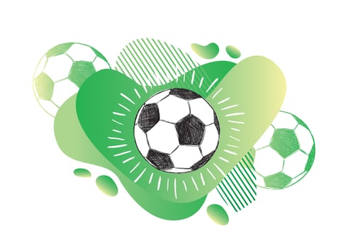 Football, soccer ball sketch. Fluid abstract background. Banners with flowing liquid shapes. vector