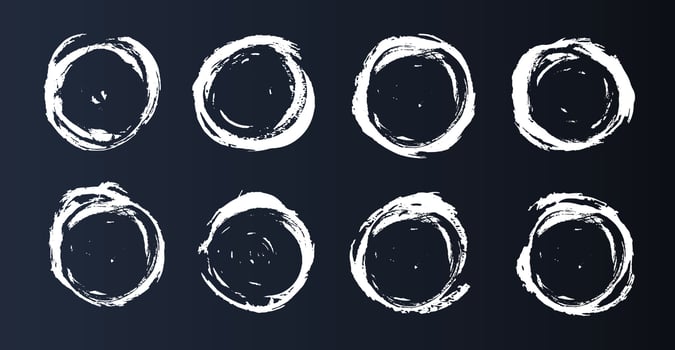 Grunge circle frame on black background. vector