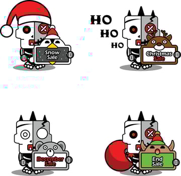 vector cartoon cute mascot skull character voodoo doll bone set bundle christmas sale