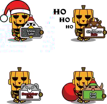 vector cartoon pumpkin mascot character halloween cute skull set bundle christmas sale