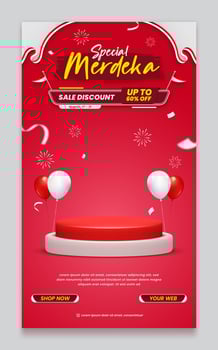 Indonesia independence day sale promo poster or stories template vector