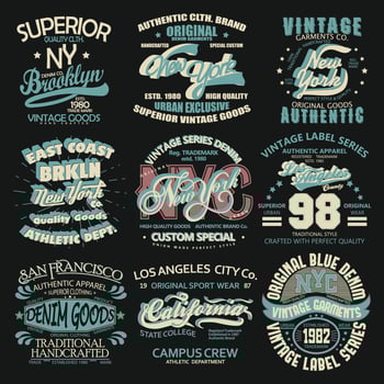 New York City Typography Graphics, Manhattan T-shirt Printing Design, USA original wear, Vintage Print for sportswear apparel - vector illustration