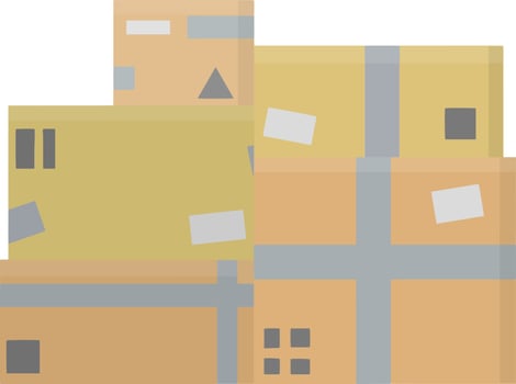 Set of parcels in cardboard boxes. vector