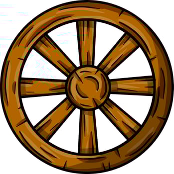 Old wooden cart wheels. vector