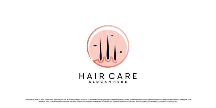 Hair care logo design illustration with line art style and creative element Premium Vector