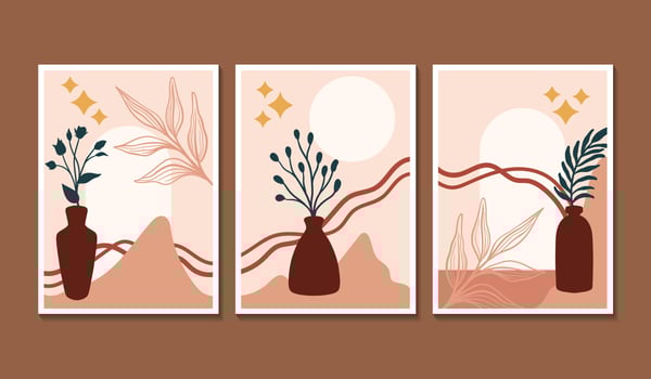 Boho covers collection, Hand painted design for wall decor, print, card, wallpaper, background vector