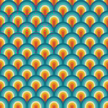 Seamless pattern retro wave 70s rainbow stripes vector