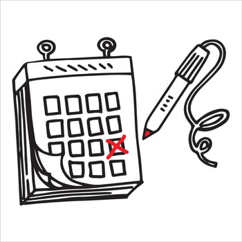 hand drawn doodle folding calendar with cartoon art style vector isolated
