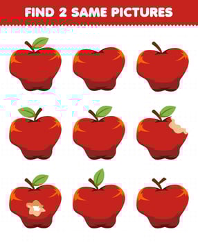 Education game for children find two same pictures fruit apple vector