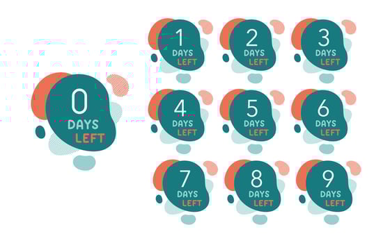 Number of days left countdown amoeba liquid geometric design label of days to go for promotion sale vector