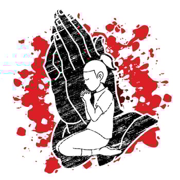 Little Girl Prayer with Hand Prayer Background vector