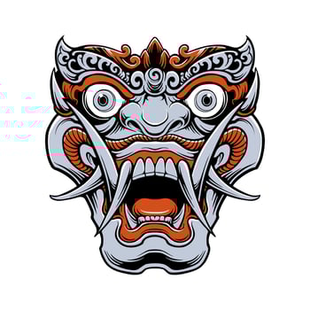 Japanese samurai demon mask vector