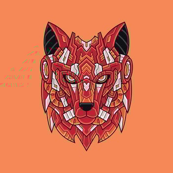 Abstract Colorful Geometric Ornament Doodle Wolf Illustration Tribal Cartoon Concept Vector. Suitable For Logo, Wallpaper, Banner, Background, Card, Book Illustration, T-Shirt Design, Sticker, Cover vector