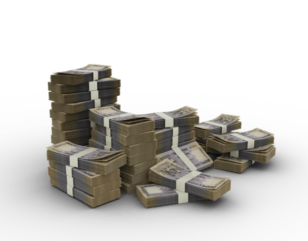Stack of 1000 Bangladeshi taka notes. 3d rendering of bundles of money png