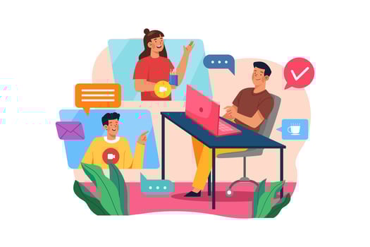 People chatting on a video call vector