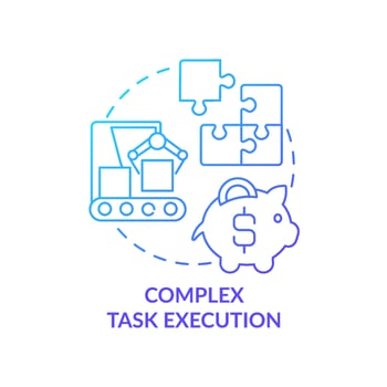 Complex task execution blue gradient concept icon. Automated system. Artificial intelligence advantage abstract idea thin line illustration. Isolated outline drawing. vector